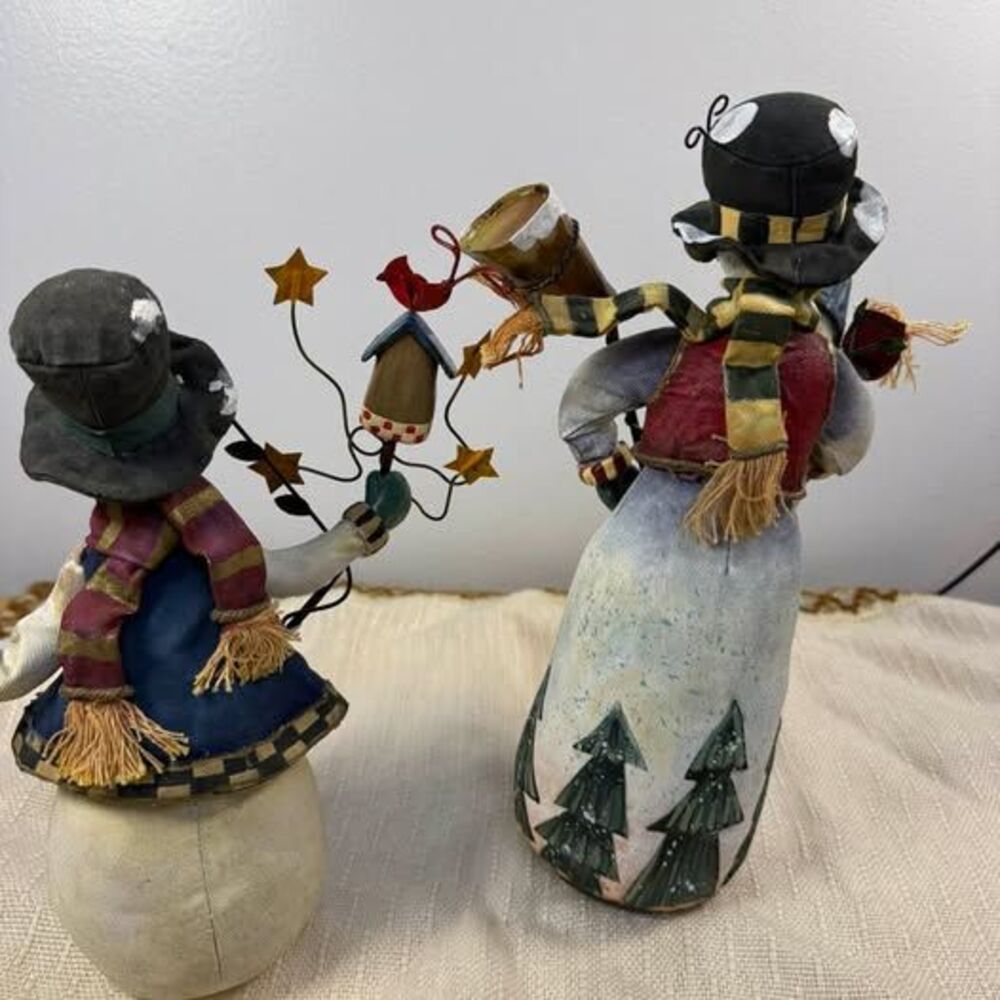 Primitive Folk Art Snowman Figurines - Set of 2 - Picture 8 of 8